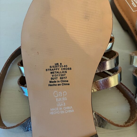 GAP Metallic Leather Flat Sandals - NWOT - Picture 6 of 6